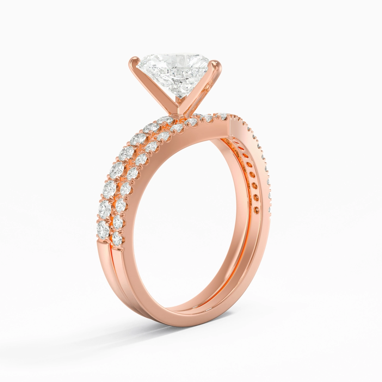 18K Rose Gold Plated Dainty Wedding Ring Set