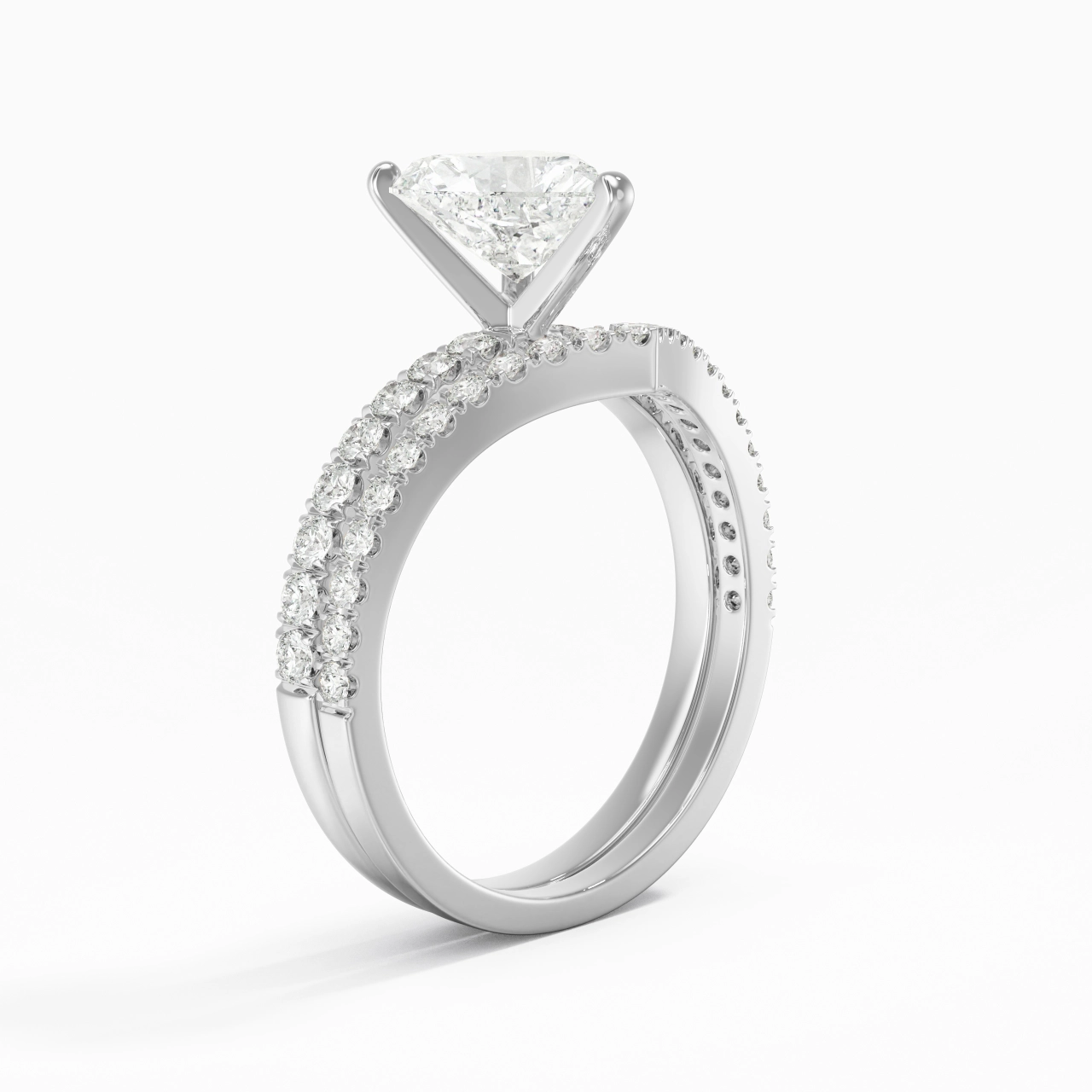 White Gold Plated Dainty Wedding Ring Set
