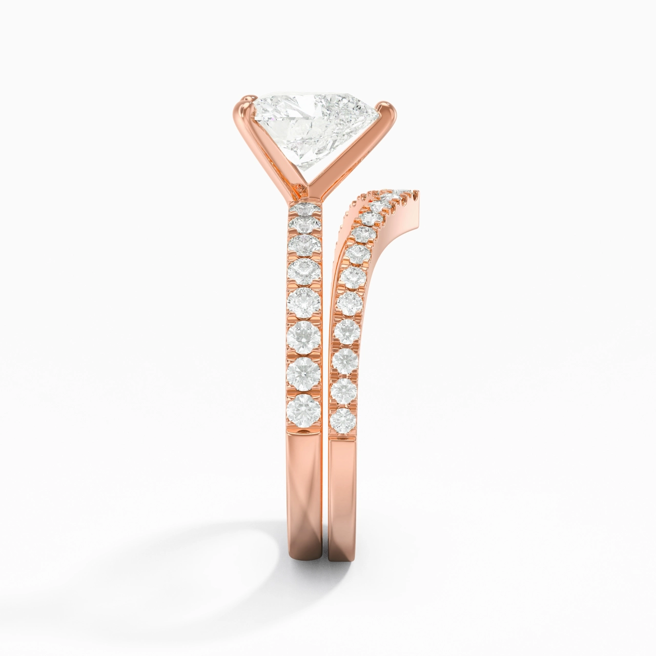 18K Rose Gold Plated Dainty Wedding Ring Set