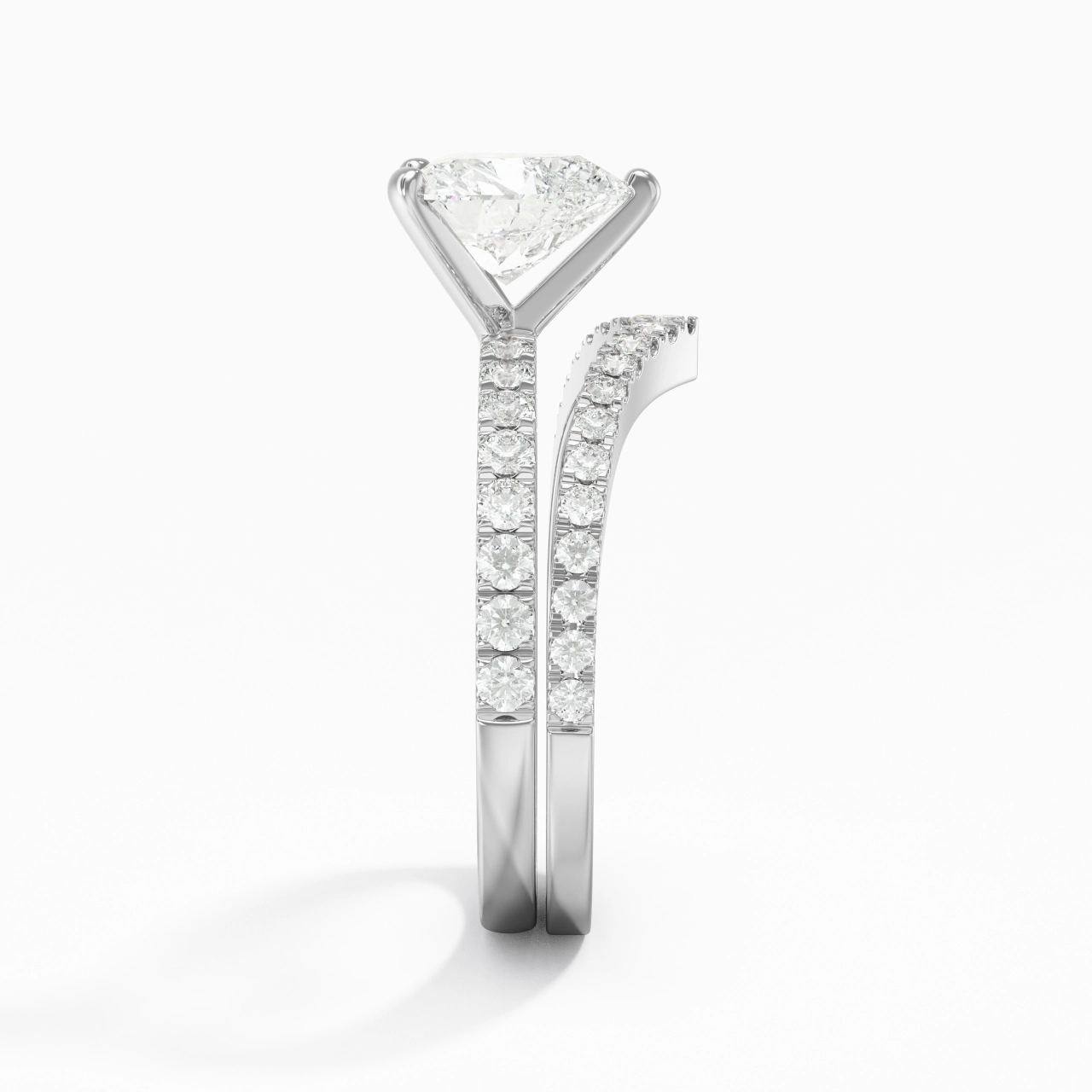 White Gold Plated Dainty Wedding Ring Set