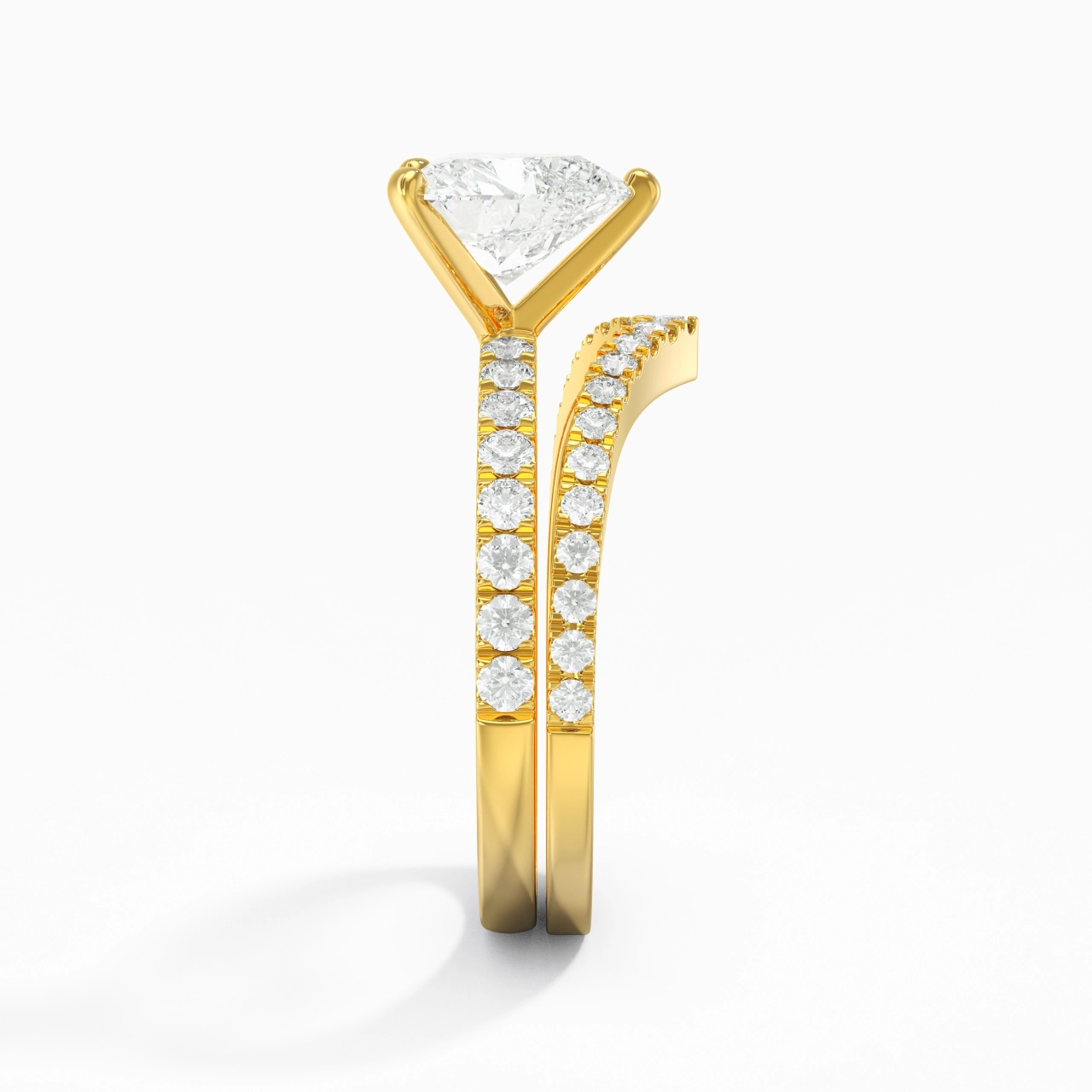 18K Yellow Gold Plated Dainty Wedding Ring Set