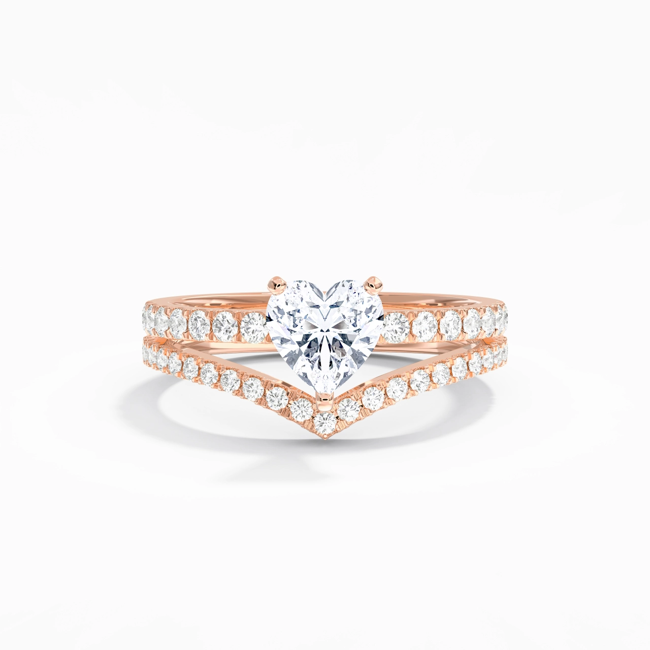 18K Rose Gold Plated Dainty Wedding Ring Set