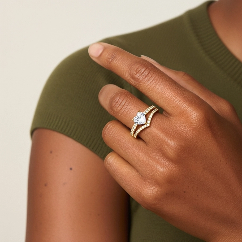 Plated Dainty Wedding Ring Set