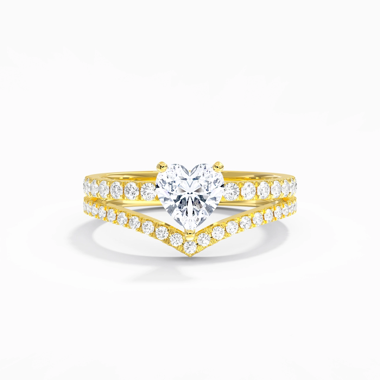 18K Yellow Gold Plated Dainty Wedding Ring Set