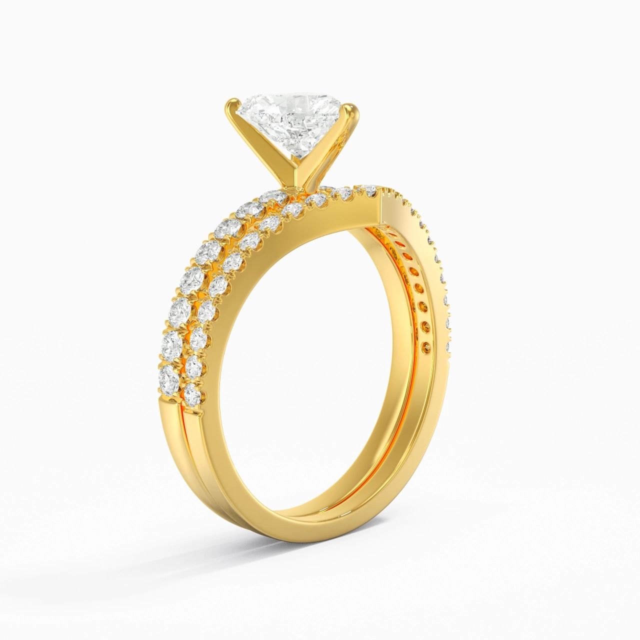 18K Yellow Gold Plated Dainty Wedding Ring Set