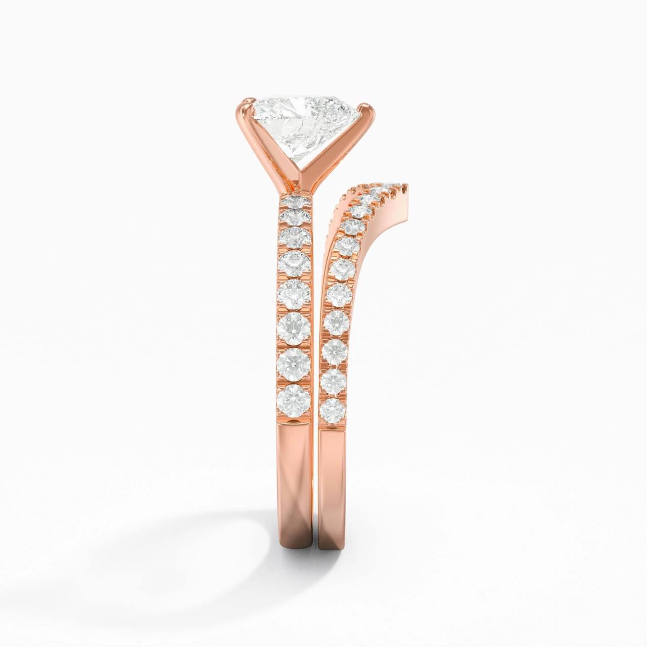 18K Rose Gold Plated Dainty Wedding Ring Set