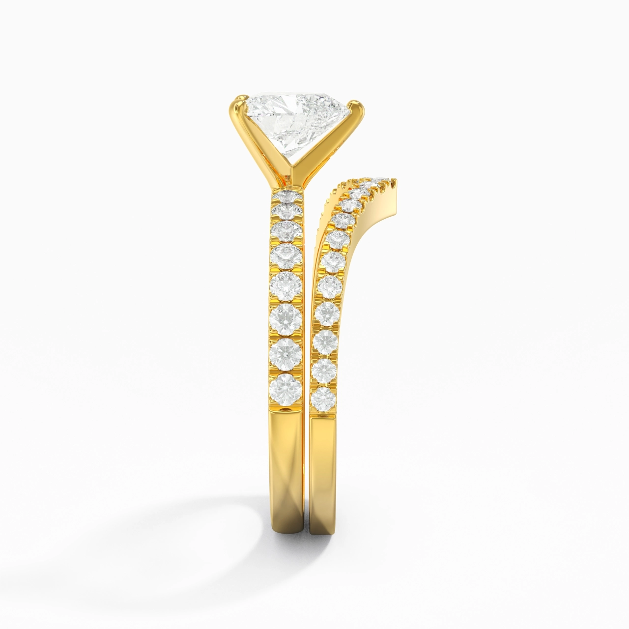 18K Yellow Gold Plated Dainty Wedding Ring Set
