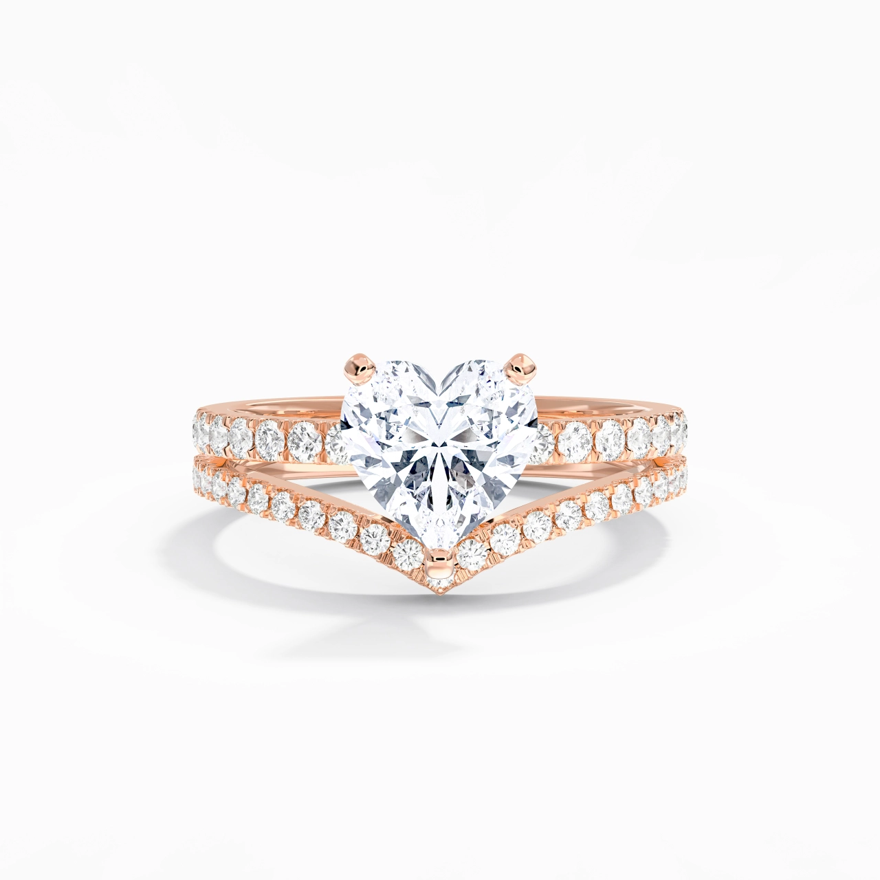 18K Rose Gold Plated Dainty Wedding Ring Set