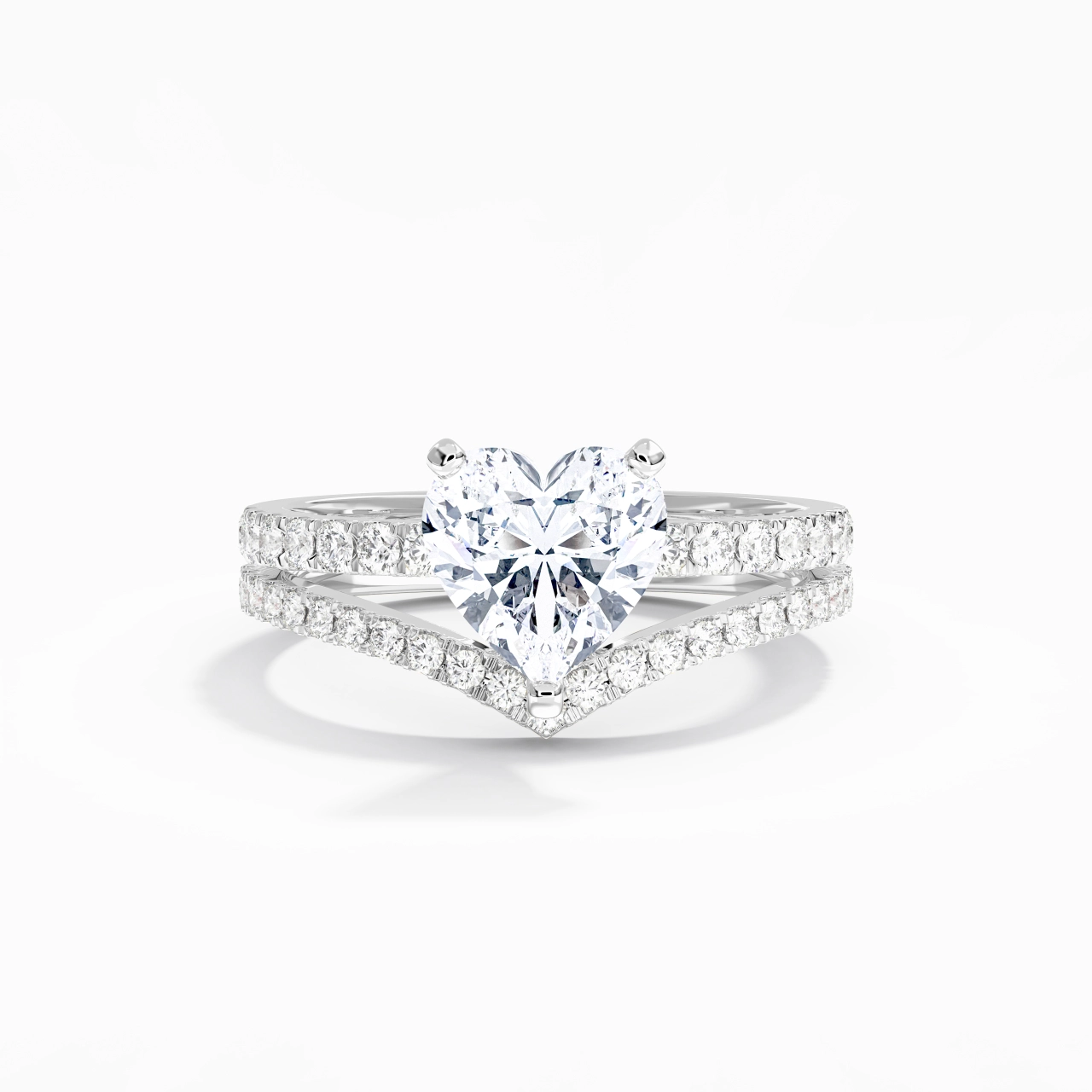 White Gold Plated Dainty Wedding Ring Set