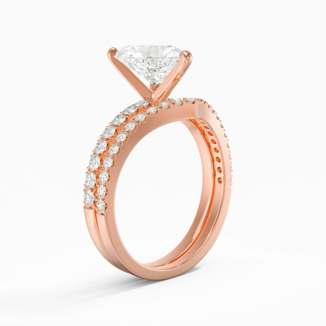 18K Rose Gold Plated Dainty Wedding Ring Set