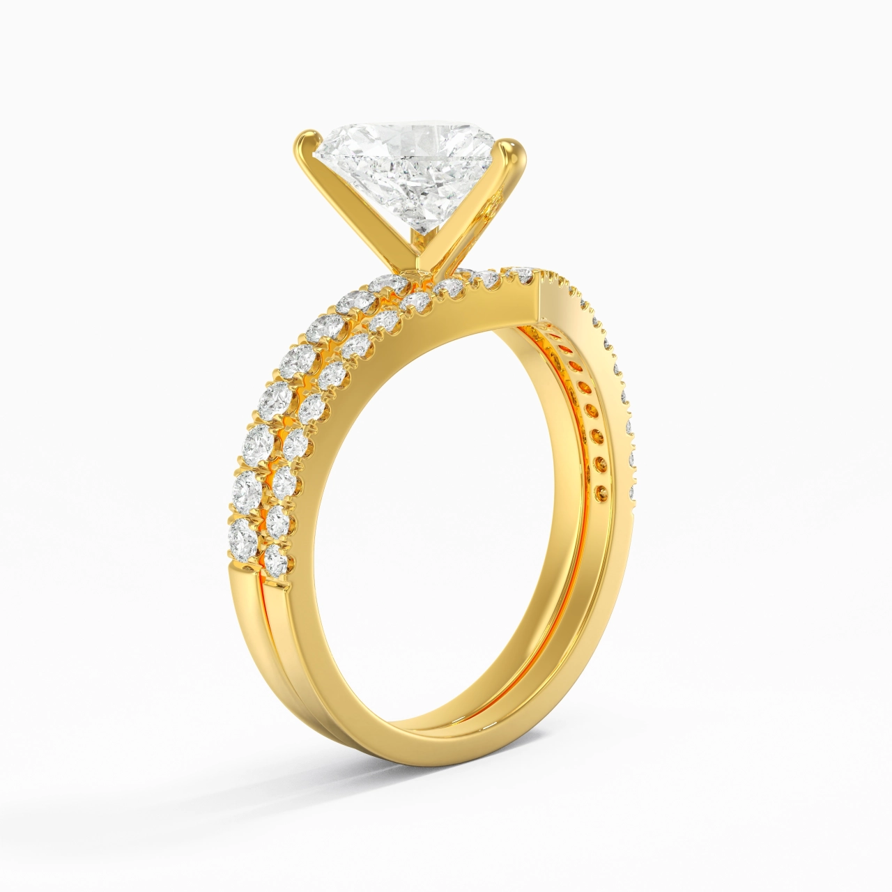 18K Yellow Gold Plated Dainty Wedding Ring Set
