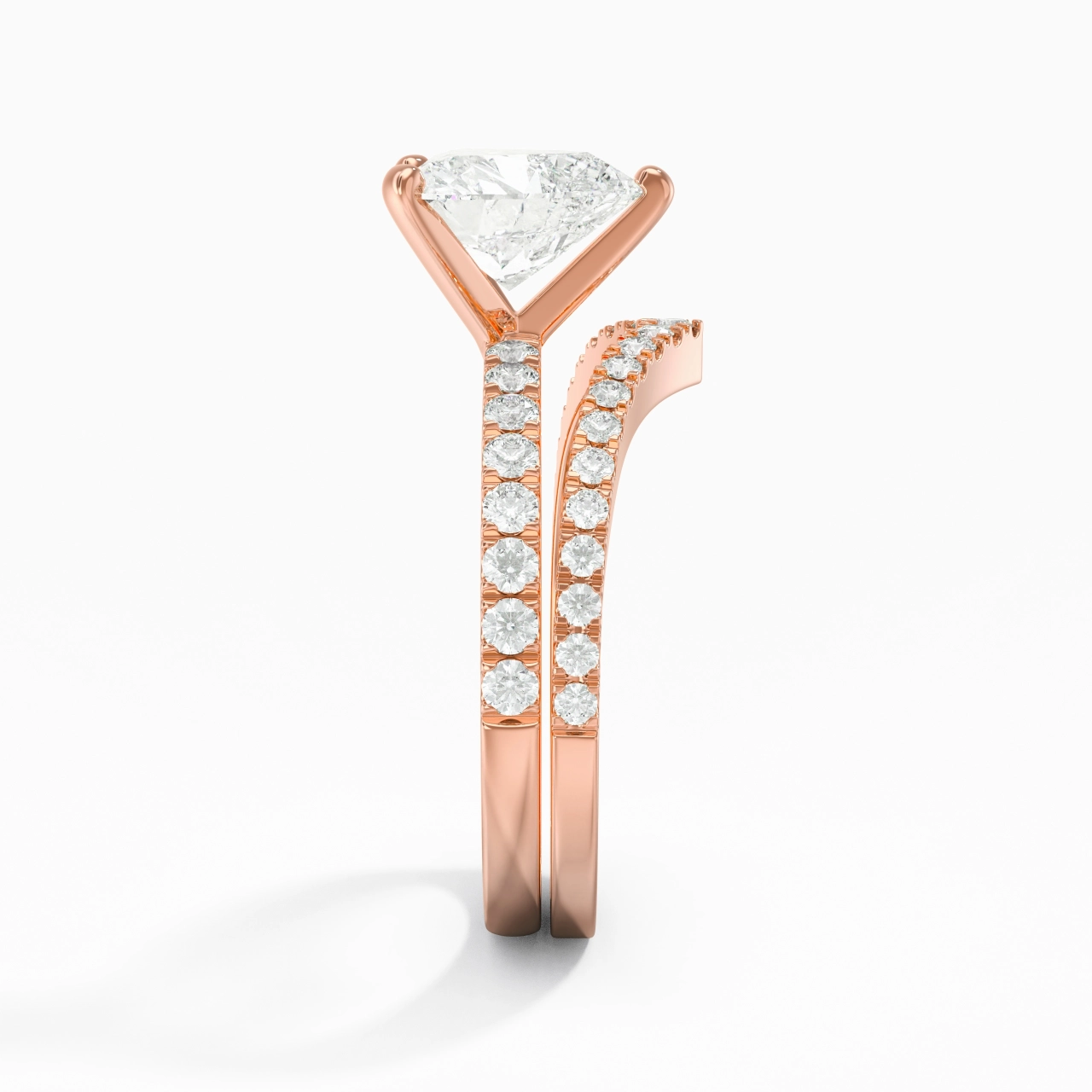 18K Rose Gold Plated Dainty Wedding Ring Set