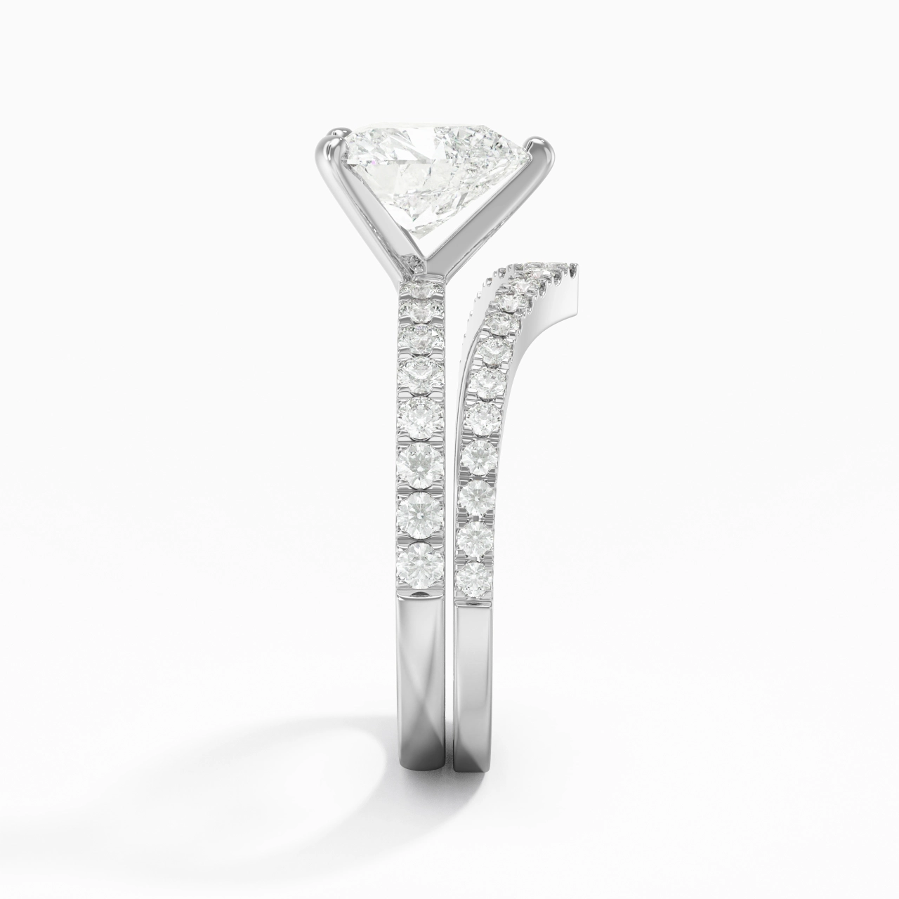 White Gold Plated Dainty Wedding Ring Set