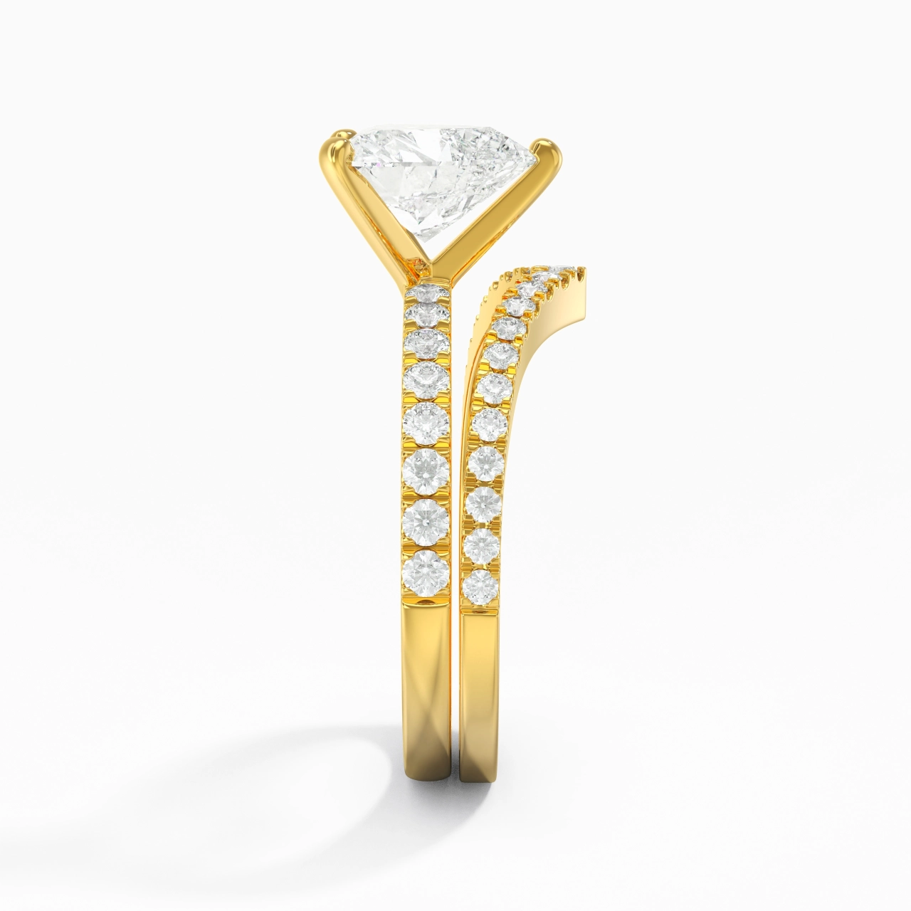 18K Yellow Gold Plated Dainty Wedding Ring Set