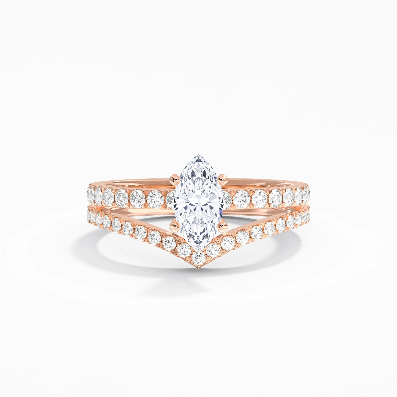 18K Rose Gold Plated Dainty Wedding Ring Set