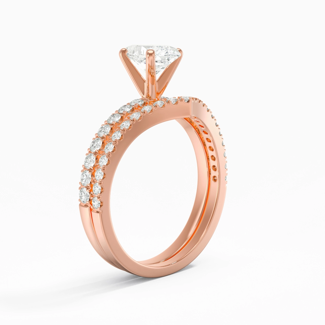 18K Rose Gold Plated Dainty Wedding Ring Set