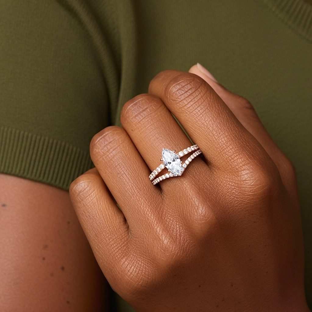 Or rose 18 carats Plaqué Délicat Ensemble d'alliances