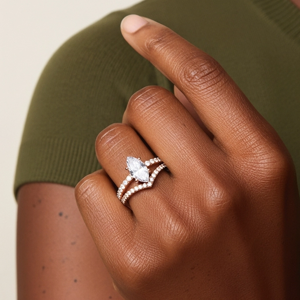 Or rose 18 carats Plaqué Délicat Ensemble d'alliances