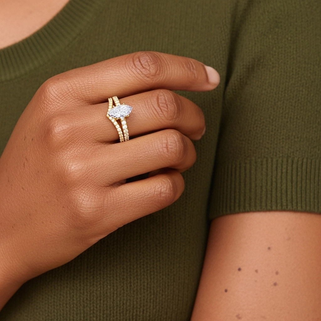 Plated Dainty Wedding Ring Set