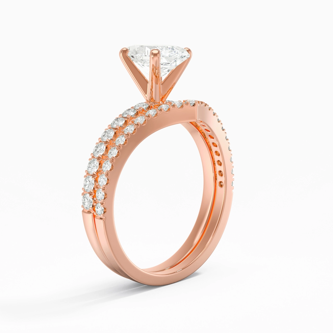18K Rose Gold Plated Dainty Wedding Ring Set