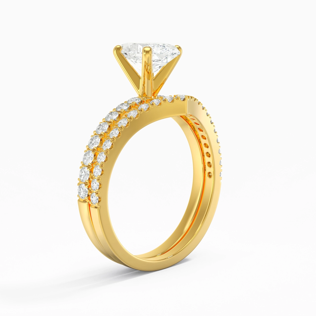 18K Yellow Gold Plated Dainty Wedding Ring Set
