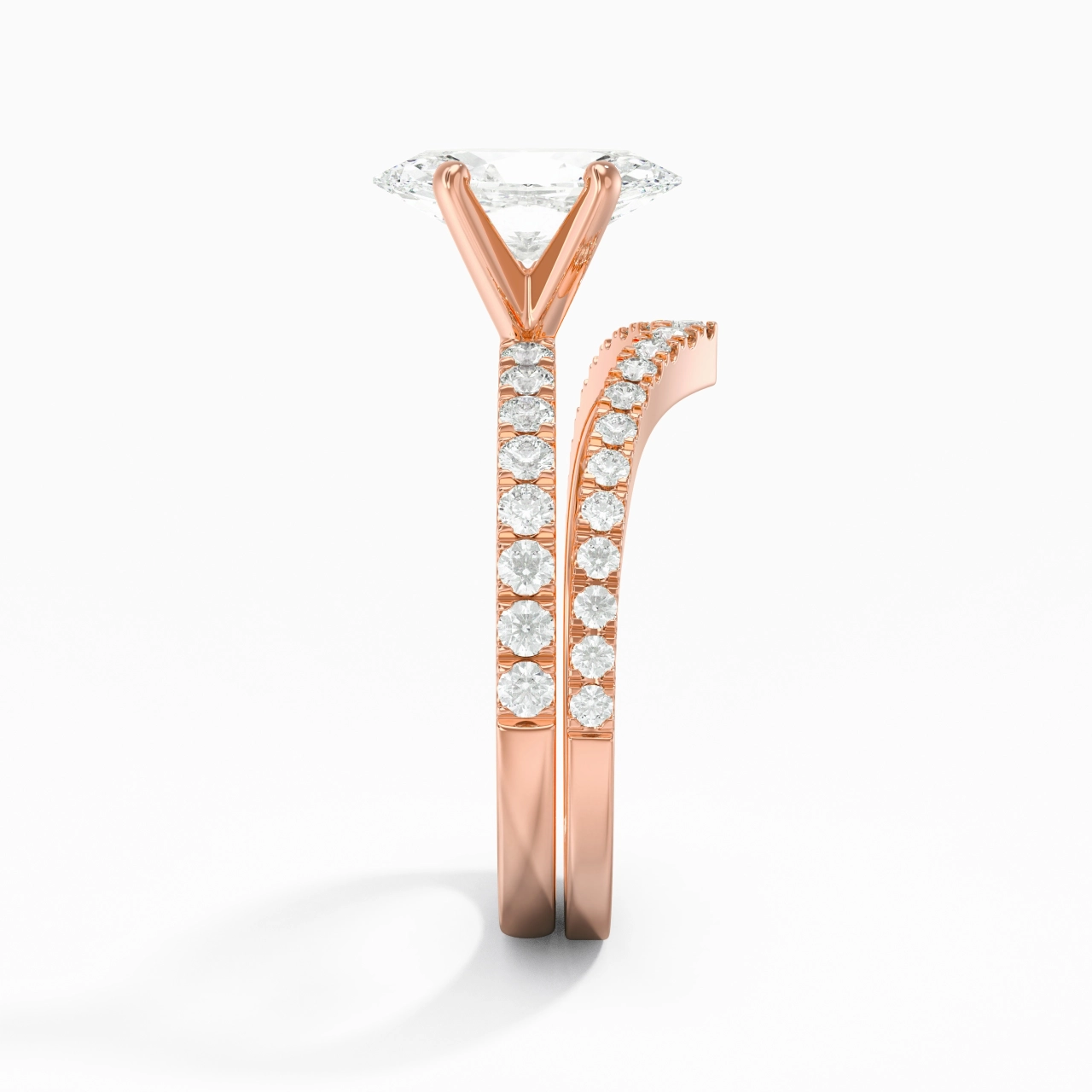 18K Rose Gold Plated Dainty Wedding Ring Set
