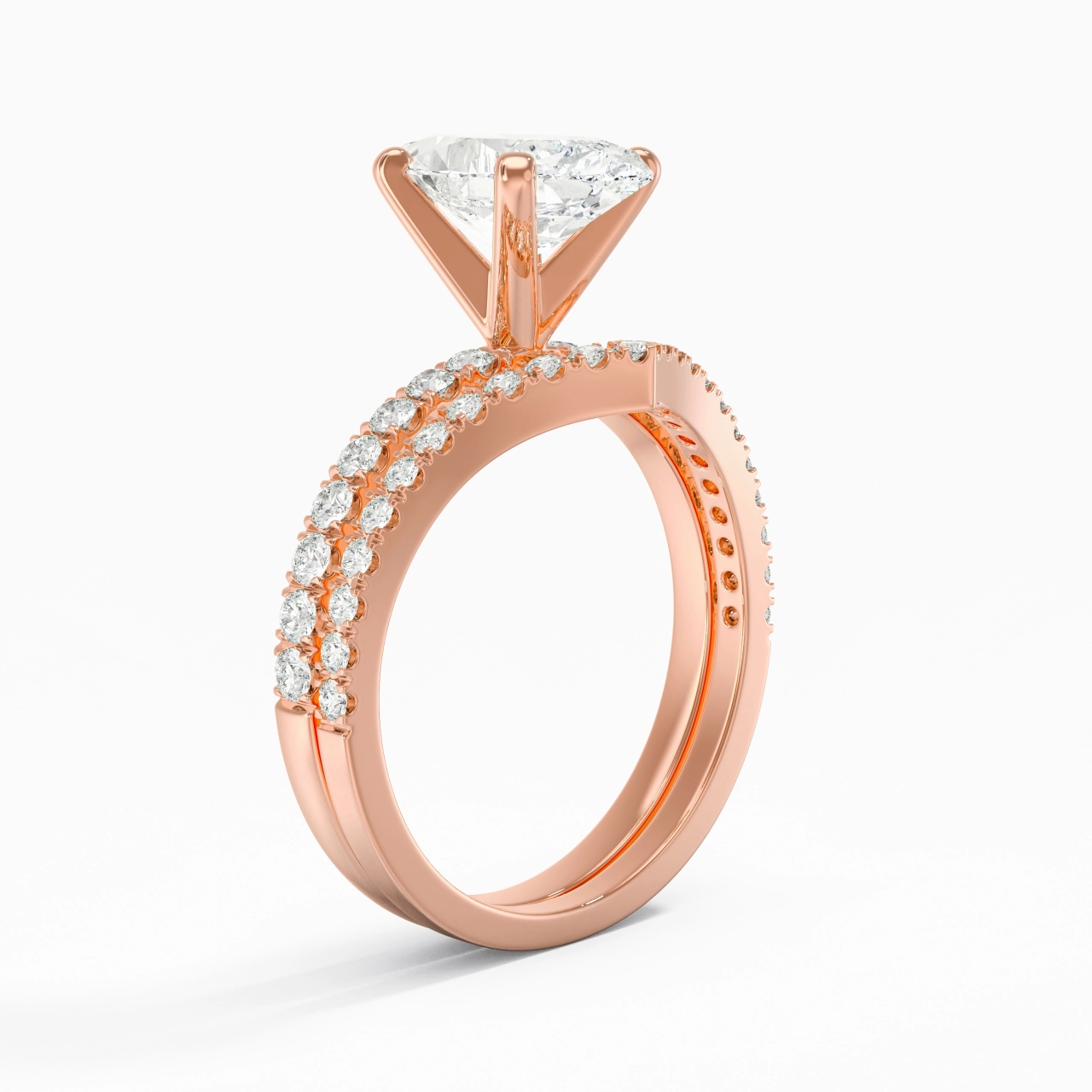 18K Rose Gold Plated Dainty Wedding Ring Set
