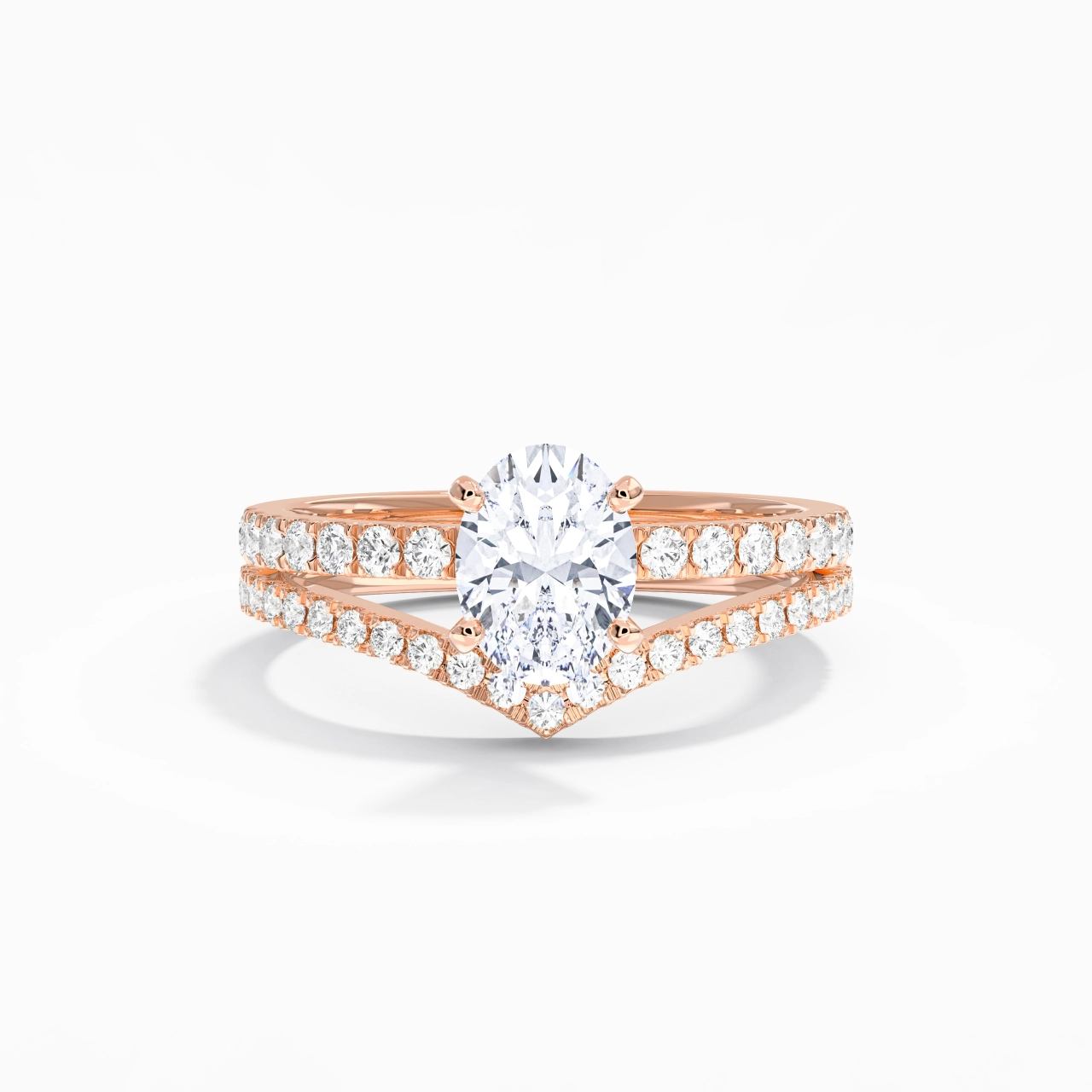 18K Rose Gold Plated Dainty Wedding Ring Set