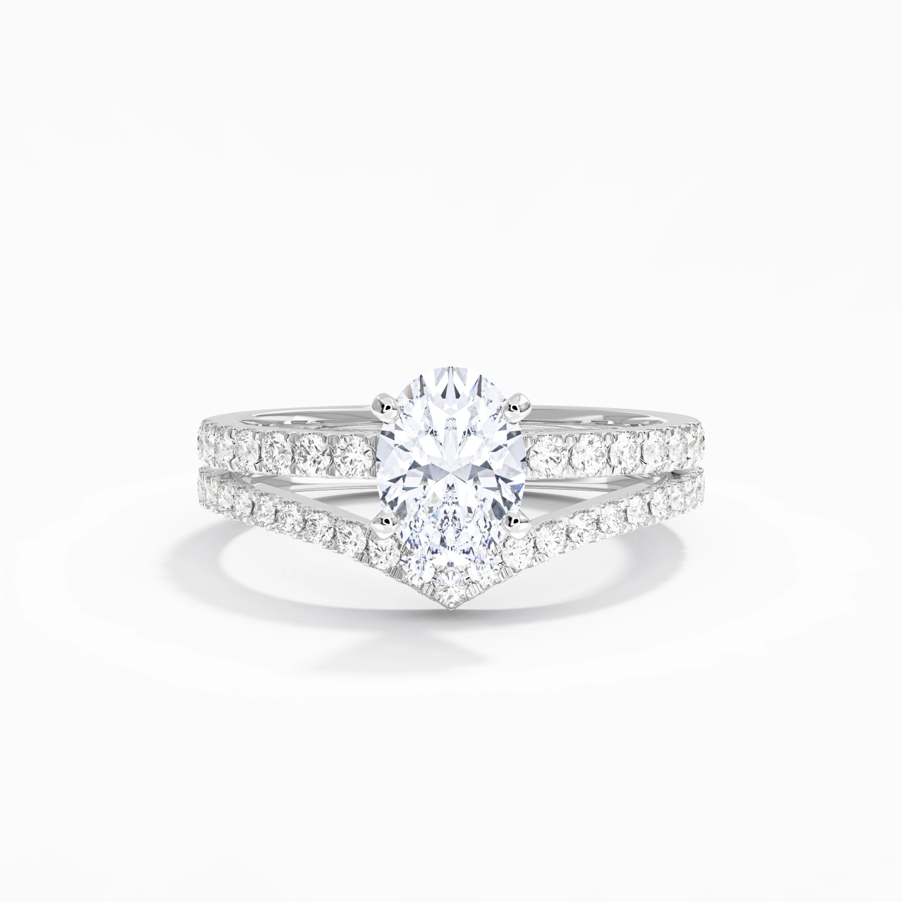 White Gold Plated Dainty Wedding Ring Set