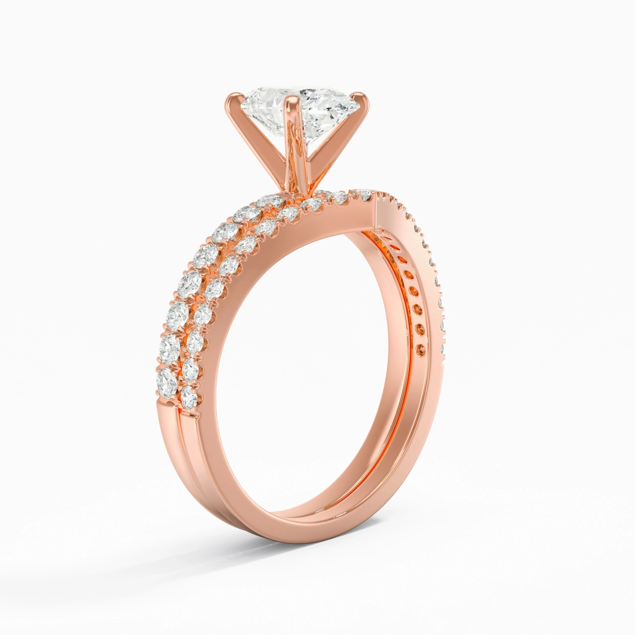 18K Rose Gold Plated Dainty Wedding Ring Set