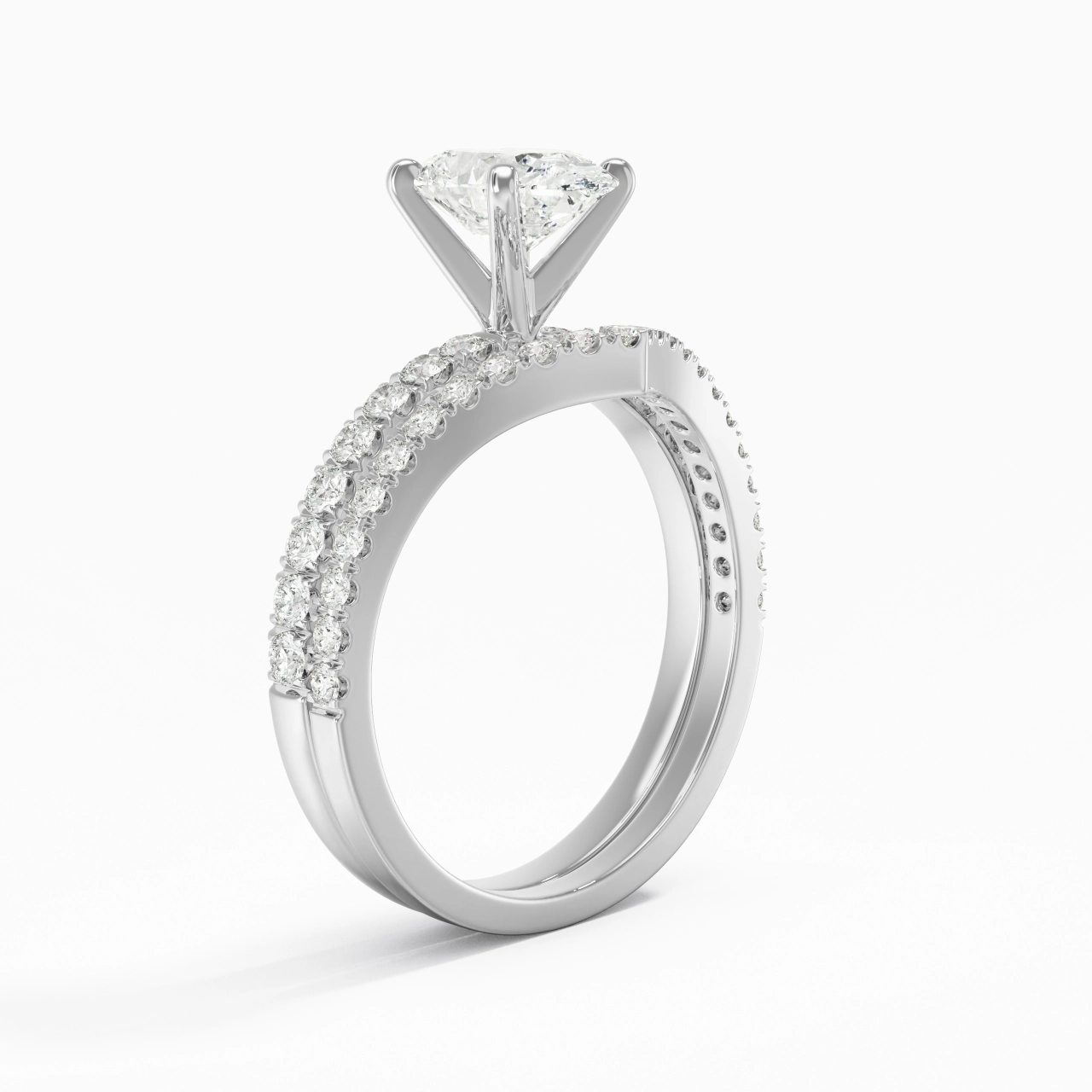 White Gold Plated Dainty Wedding Ring Set