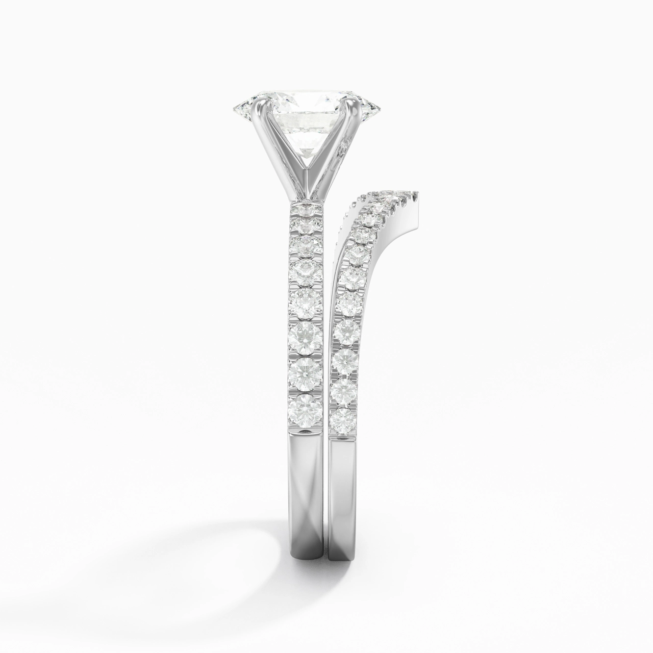 White Gold Plated Dainty Wedding Ring Set