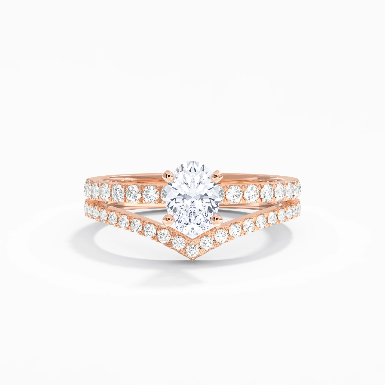 18K Rose Gold Plated Dainty Wedding Ring Set