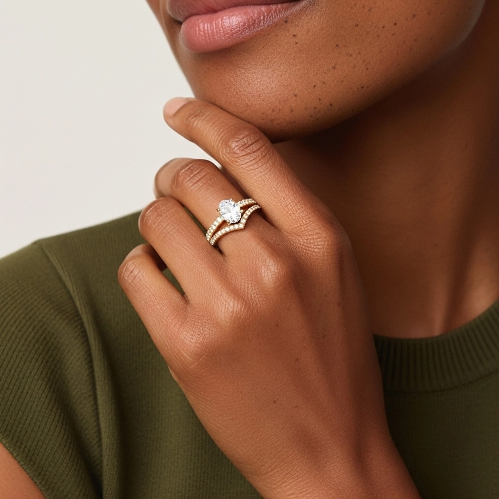 Plated Dainty Wedding Ring Set