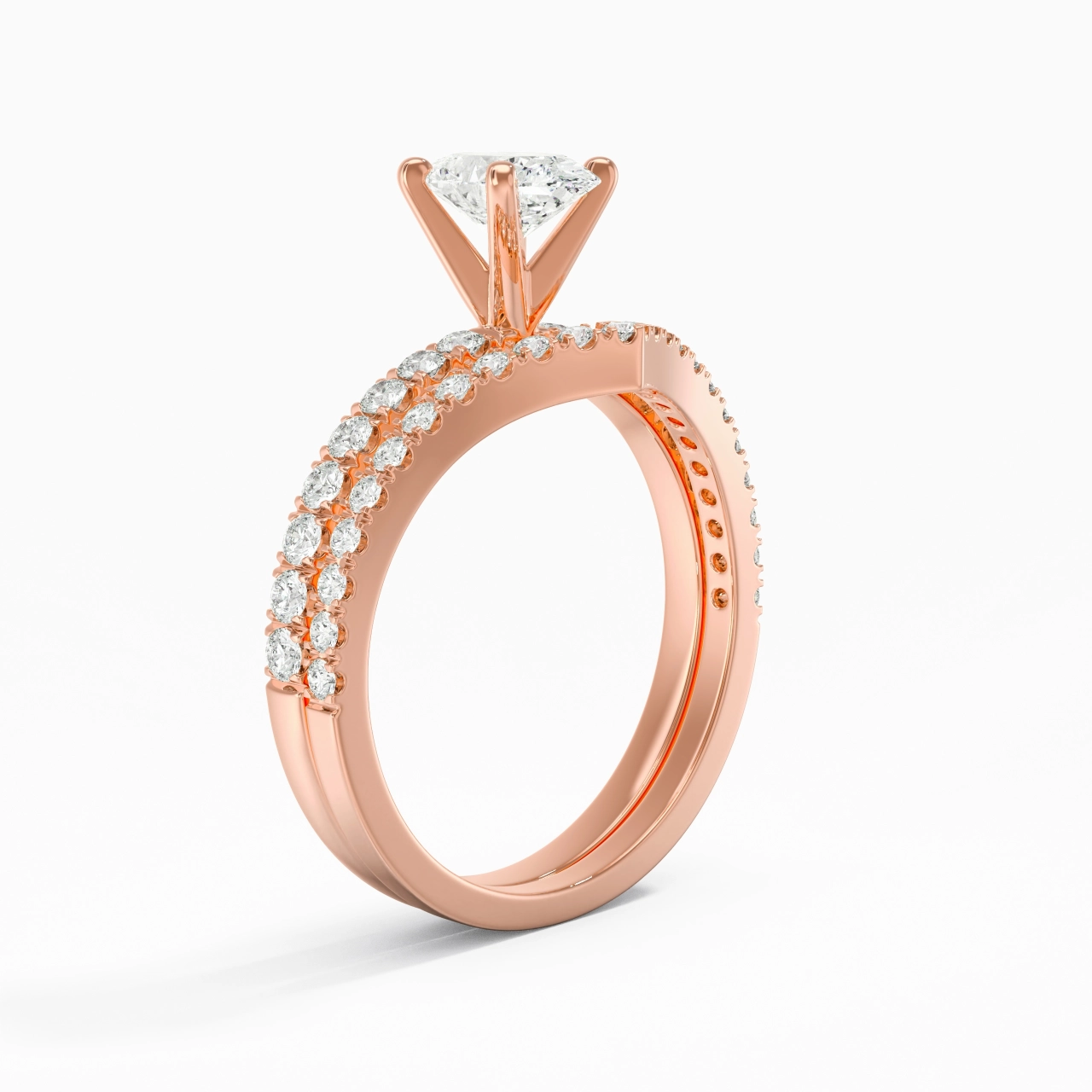 18K Rose Gold Plated Dainty Wedding Ring Set