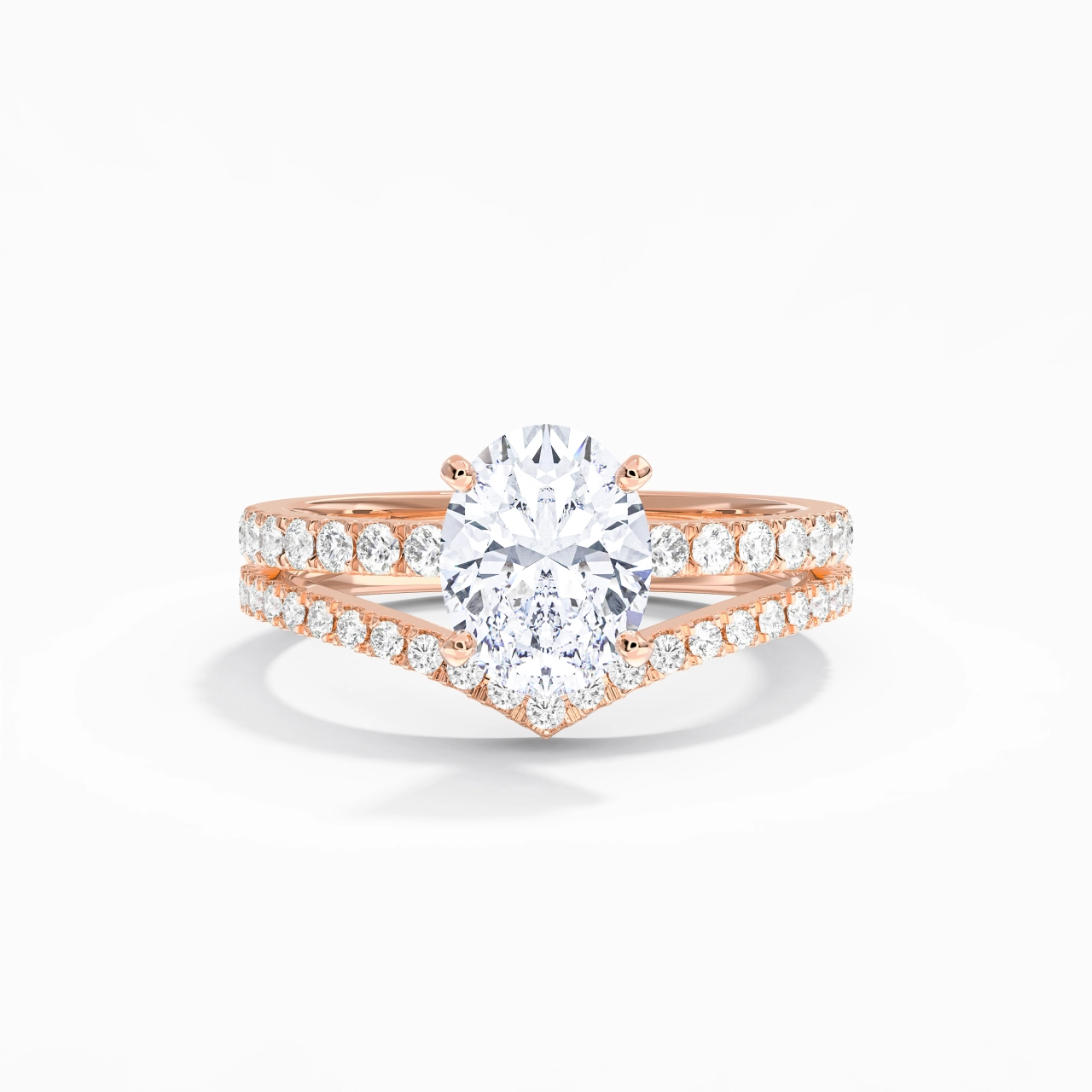 18K Rose Gold Plated Dainty Wedding Ring Set