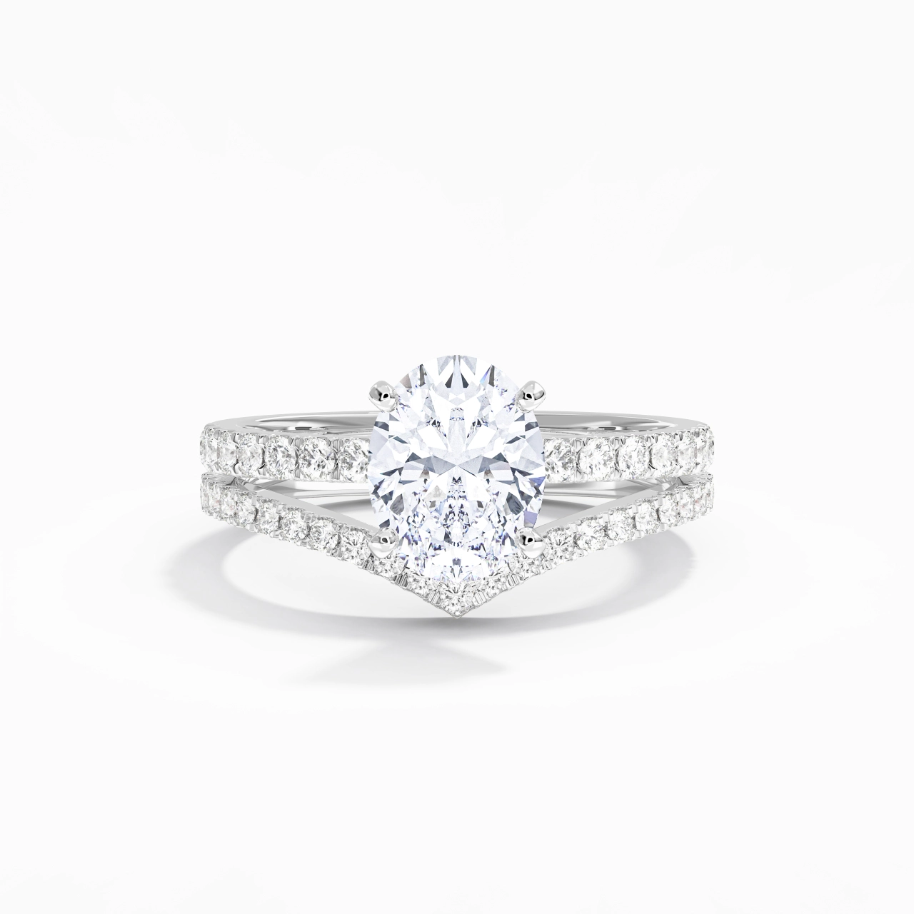 White Gold Plated Dainty Wedding Ring Set