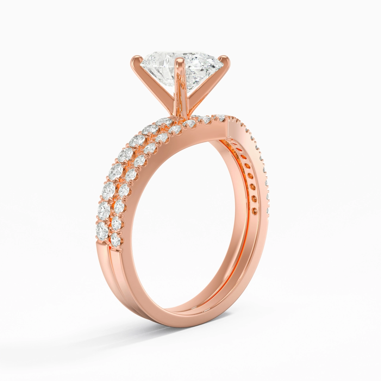 18K Rose Gold Plated Dainty Wedding Ring Set