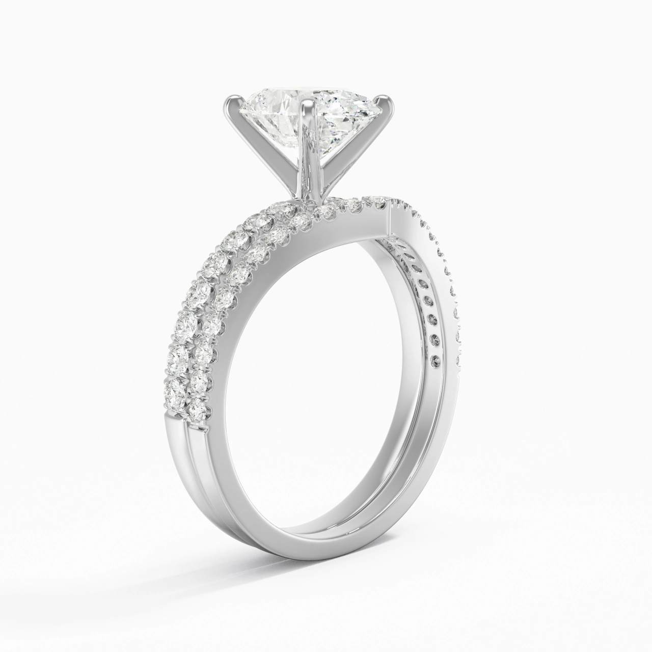White Gold Plated Dainty Wedding Ring Set