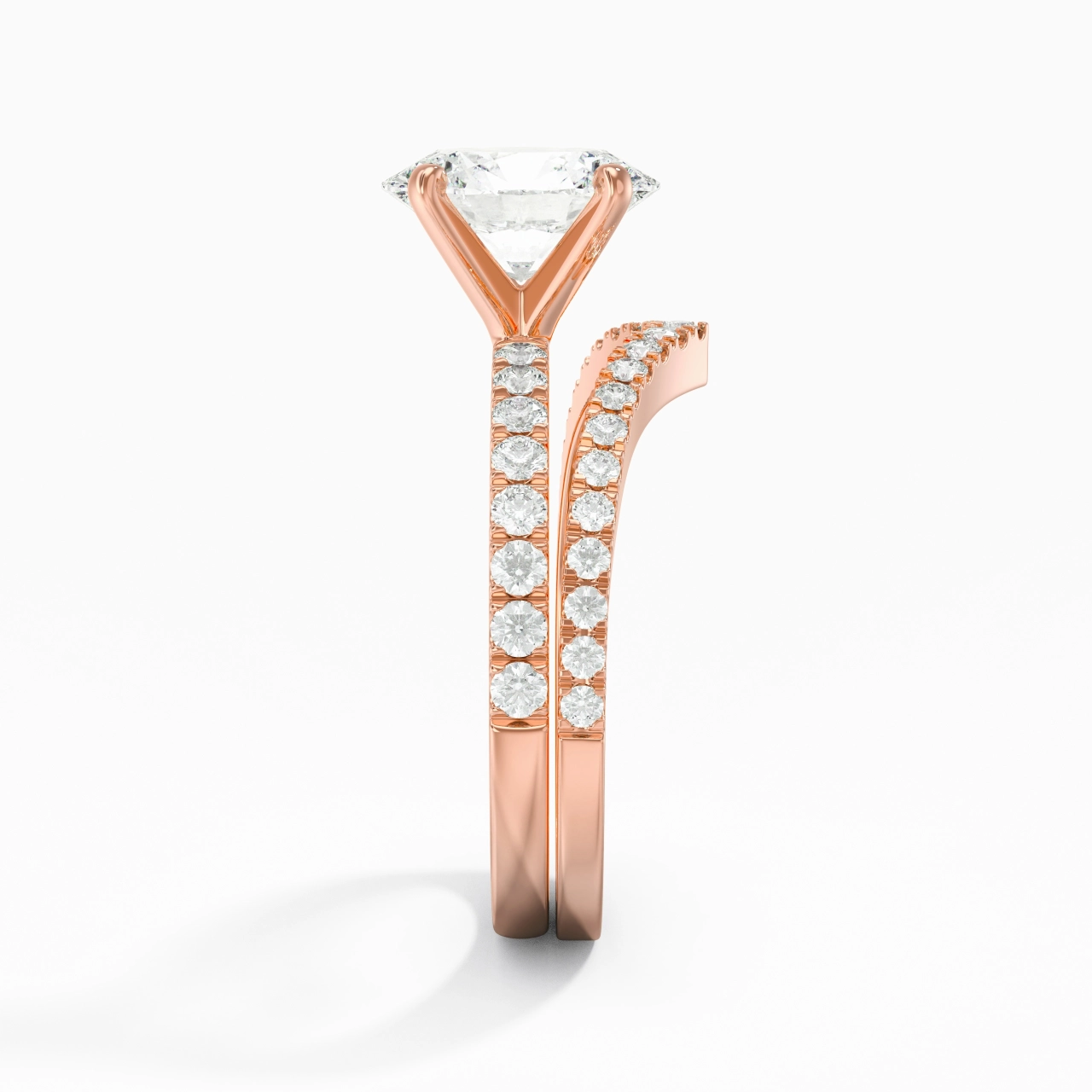 18K Rose Gold Plated Dainty Wedding Ring Set