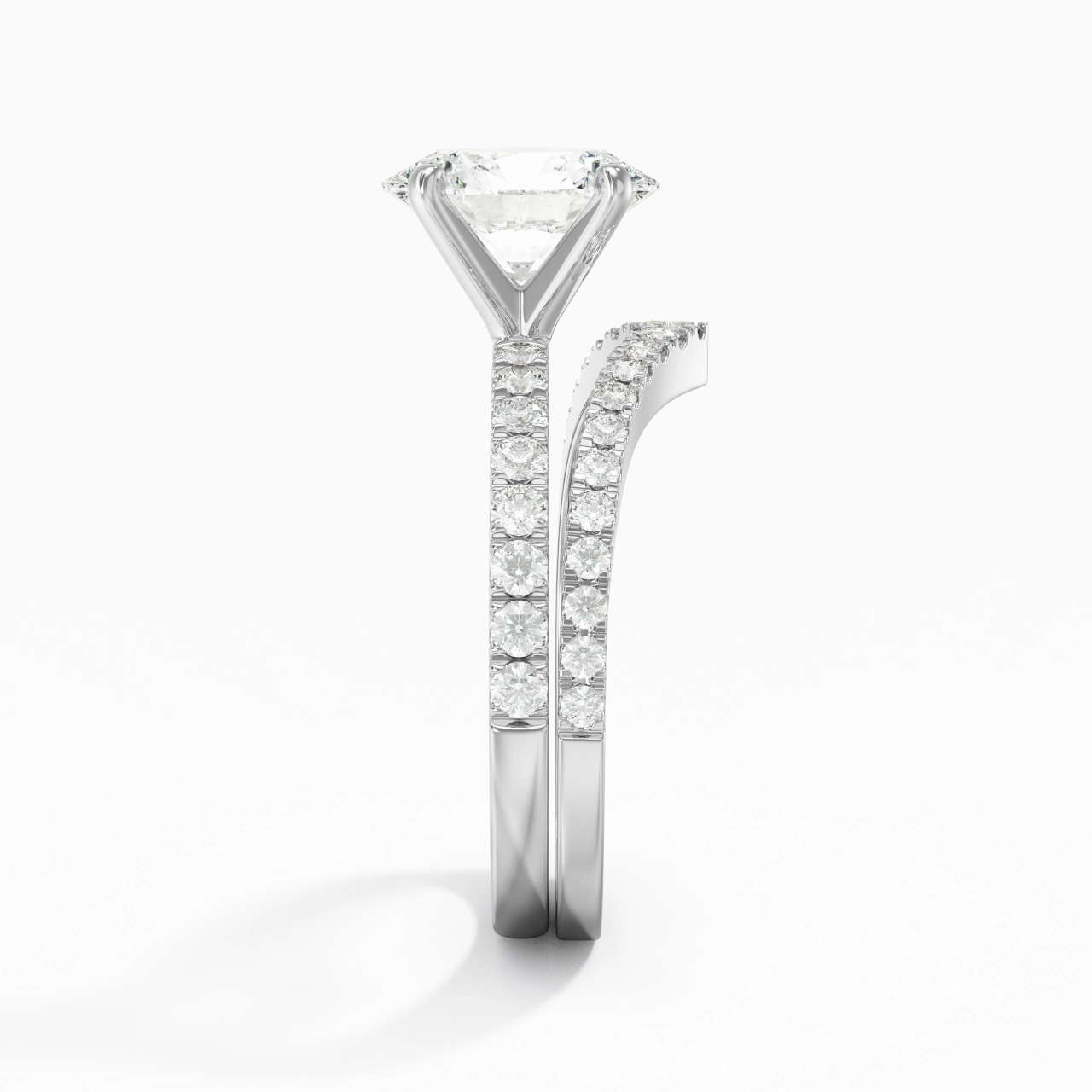 White Gold Plated Dainty Wedding Ring Set