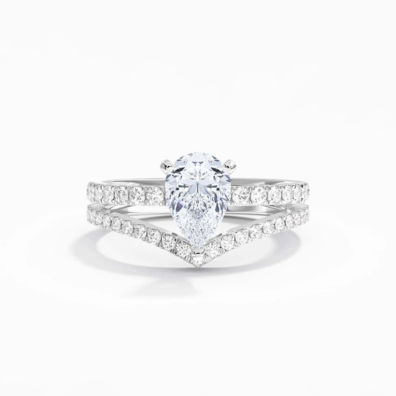 White Gold Plated Dainty Wedding Ring Set