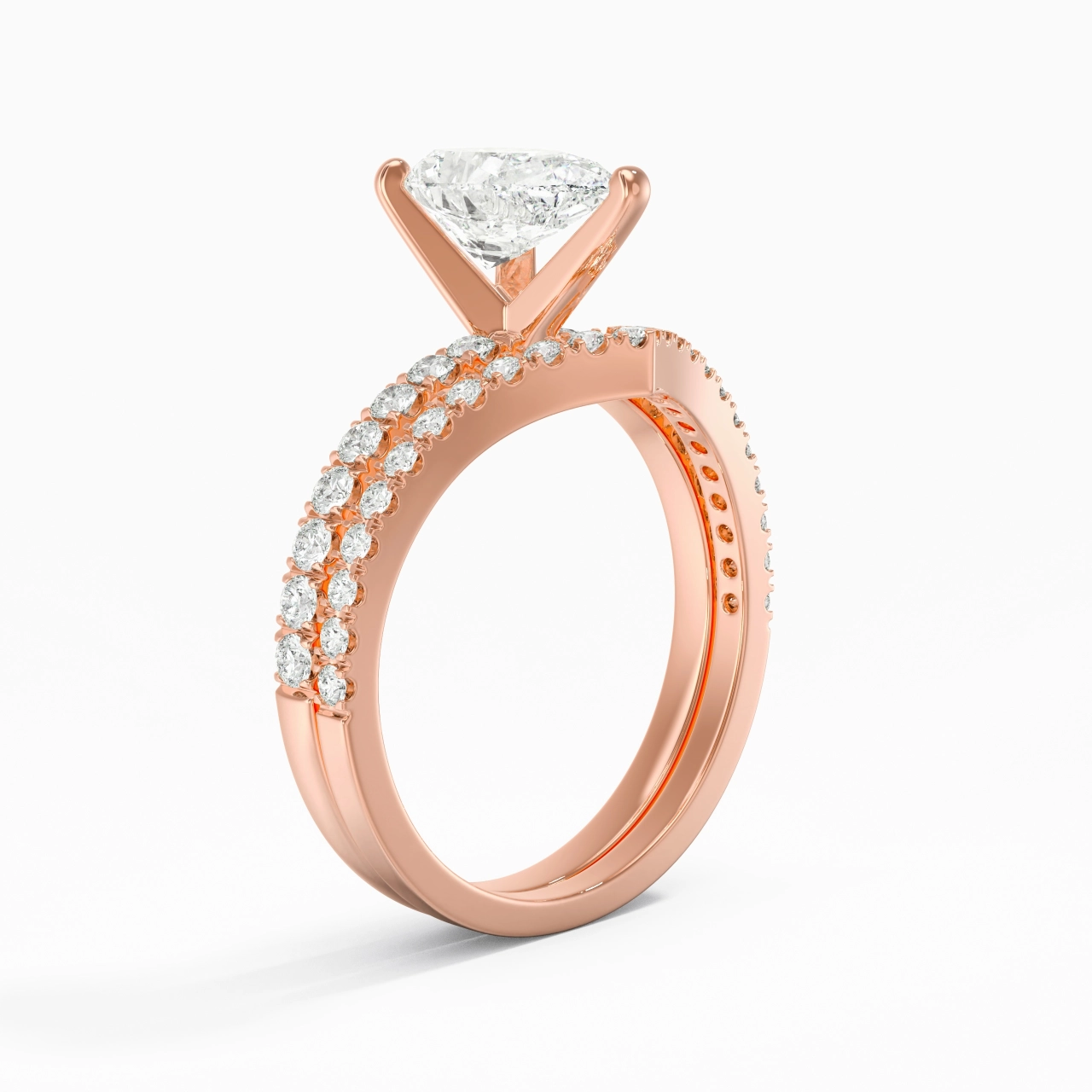 18K Rose Gold Plated Dainty Wedding Ring Set