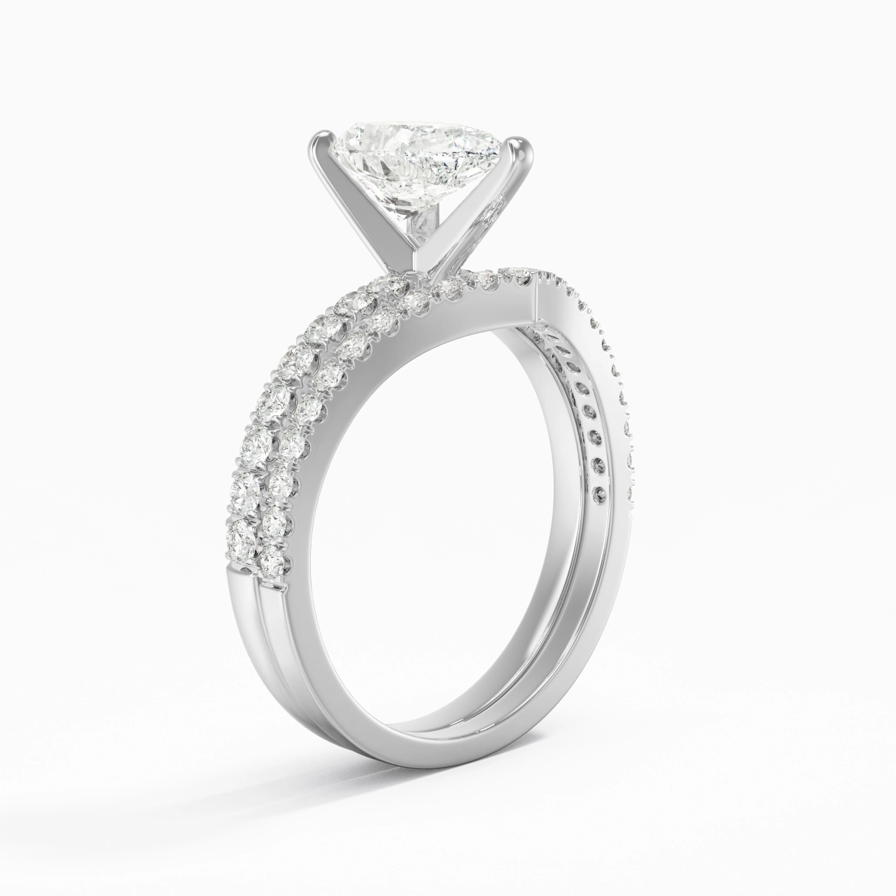 White Gold Plated Dainty Wedding Ring Set