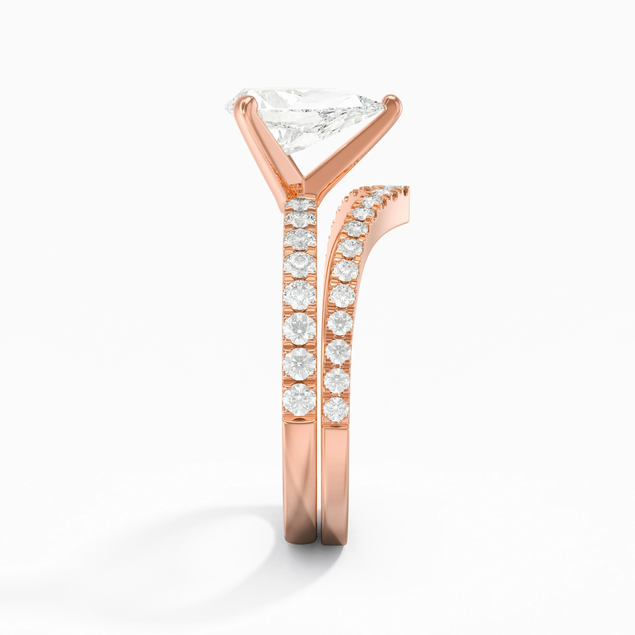 18K Rose Gold Plated Dainty Wedding Ring Set