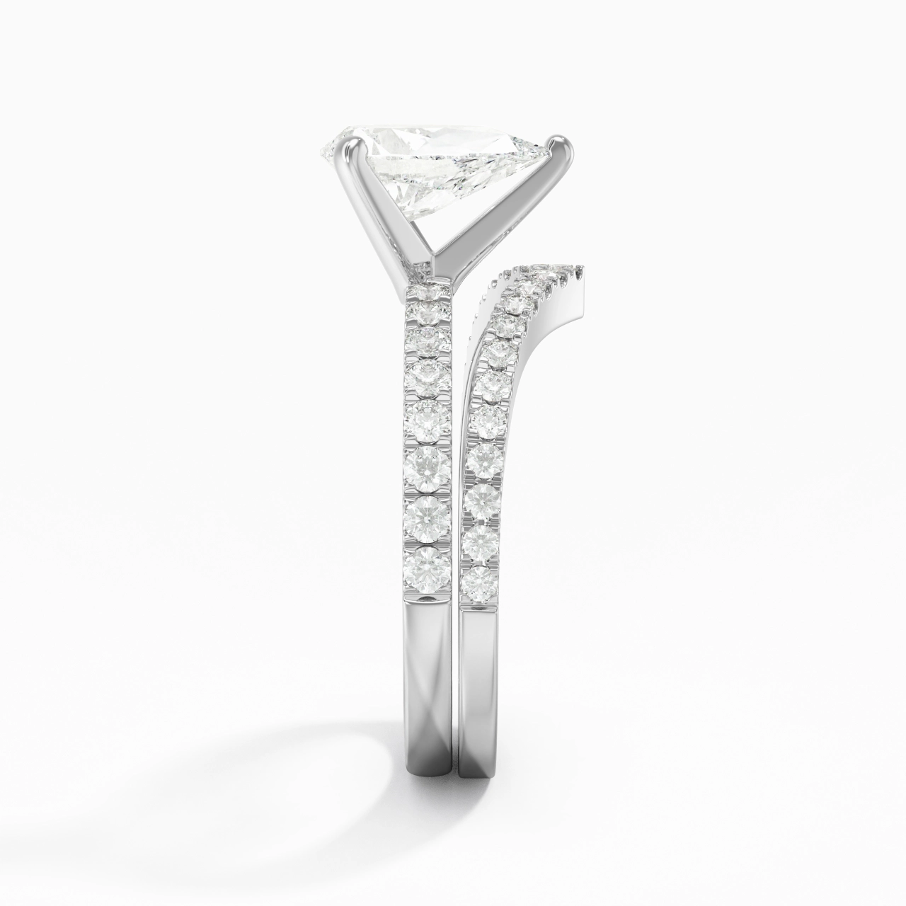 White Gold Plated Dainty Wedding Ring Set