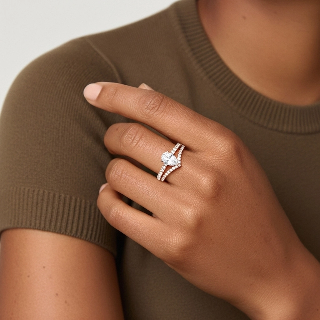 Or rose 18 carats Plaqué Délicat Ensemble d'alliances