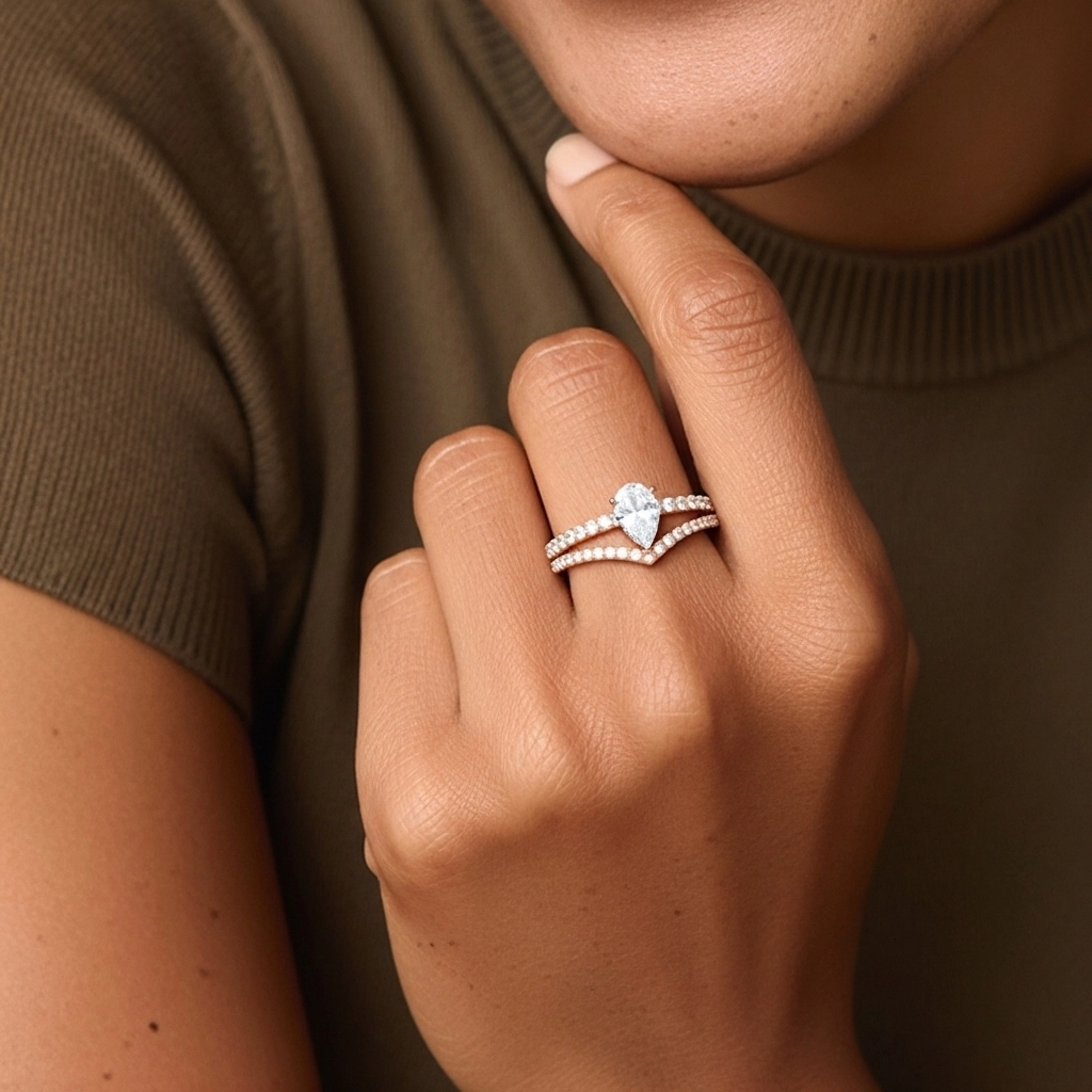 Or rose 18 carats Plaqué Délicat Ensemble d'alliances