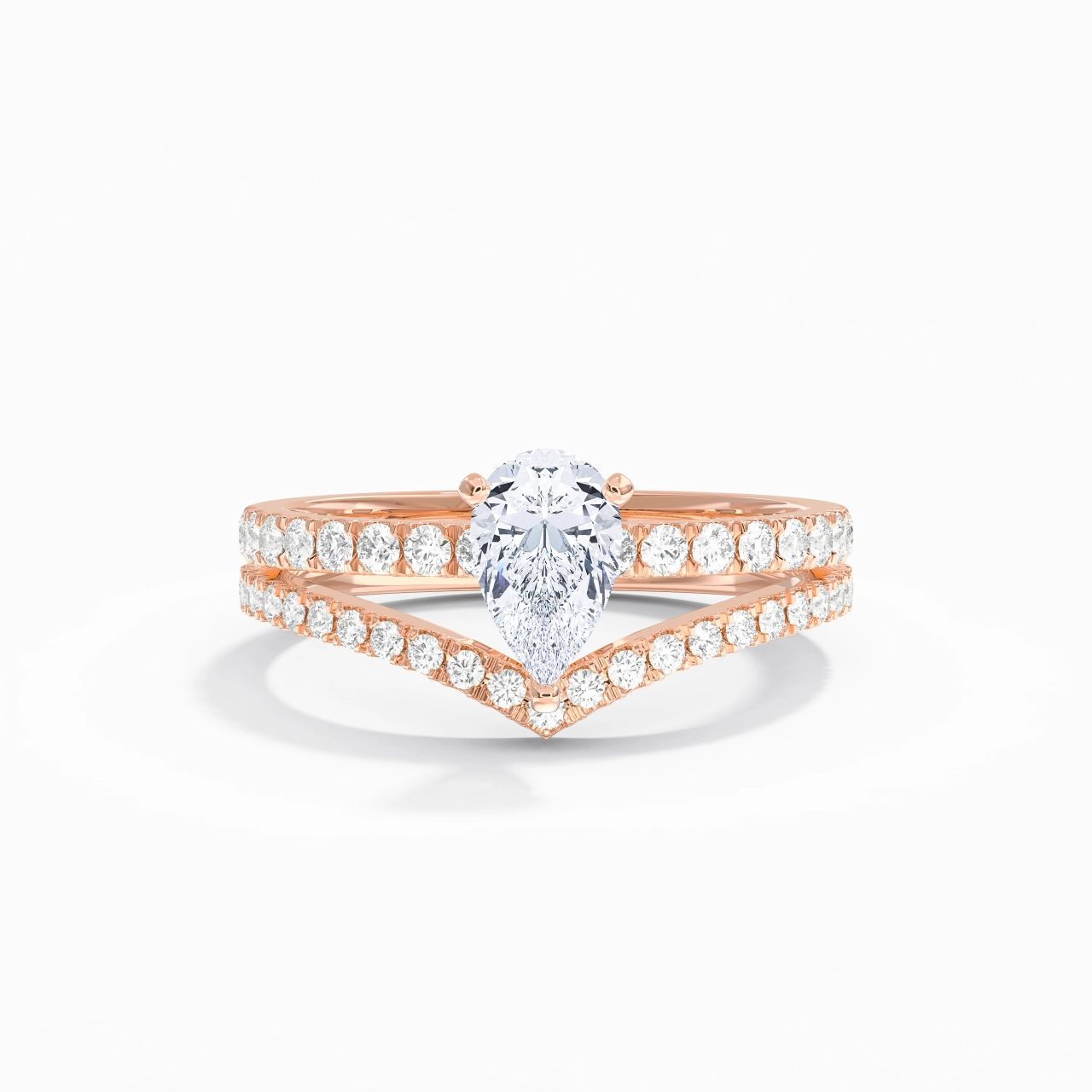 18K Rose Gold Plated Dainty Wedding Ring Set