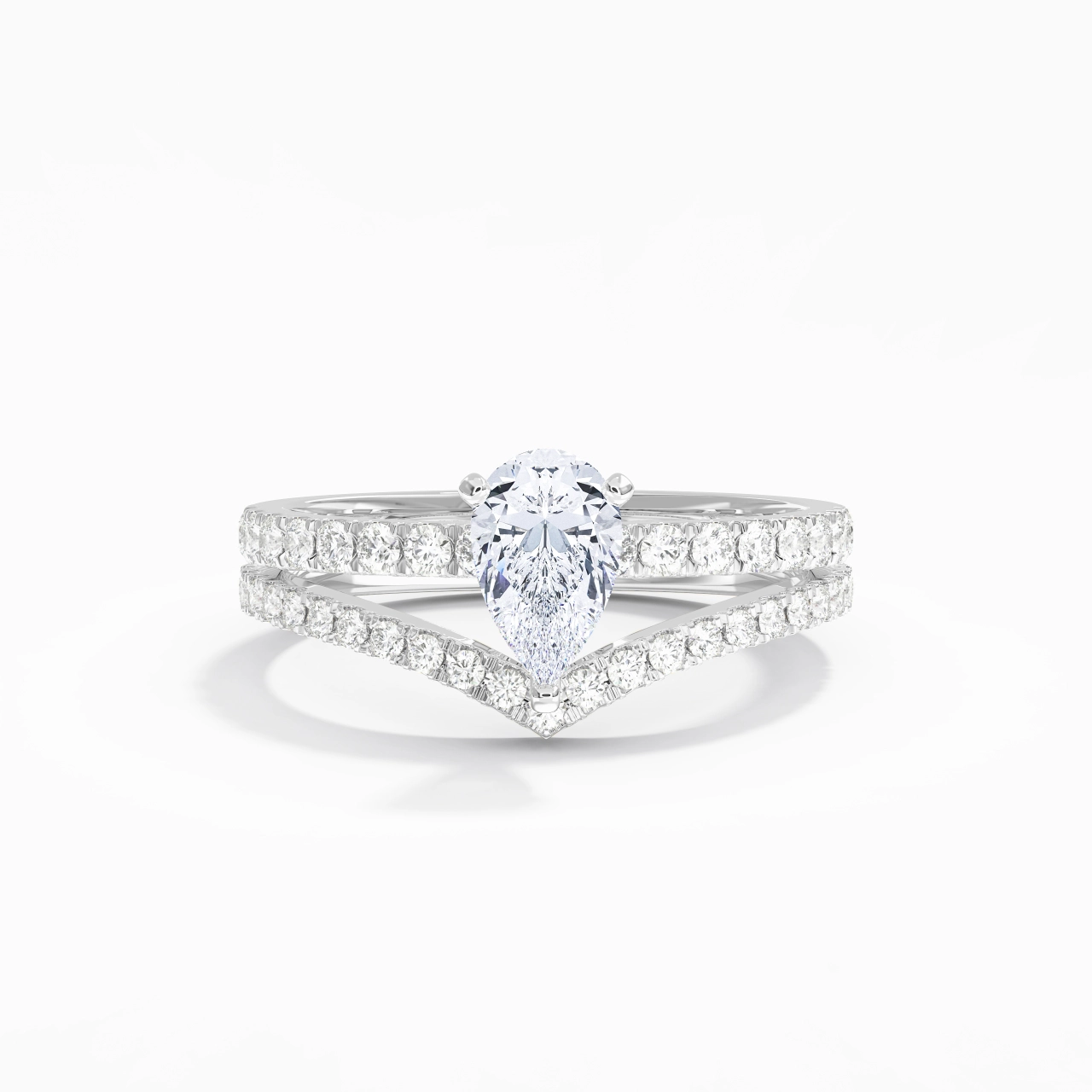 White Gold Plated Dainty Wedding Ring Set